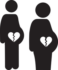 Two figures with broken hearts silhouette