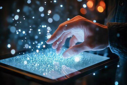 Tactile tablet with braille feedback geometric shapes rising from the screen