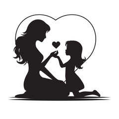 vector silhouette of mom and baby illustration eps10