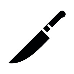 Minimal chef’s knife silhouette vector icon representing cooking, food preparation, and professional culinary equipment for kitchen and restaurant use