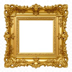 Ornate gold square frame with elaborate carvings