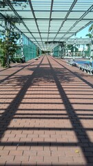roof with metal structure and shadow on the floor