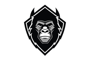 Obraz premium Gorilla Head Mascot in Black and Gray Design on White Background