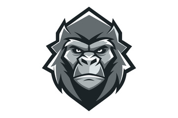 Gorilla Head Mascot Logo Detailed on a White Background