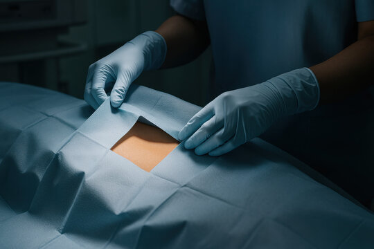 Surgical Precision: A sterile surgical field meticulously prepared for a procedure, highlighting medical expertise and dedication.