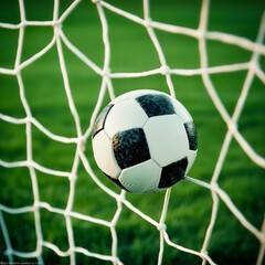 Soccer ball hitting net in slow motion goal shot