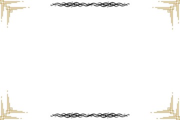 Obraz premium Simple Unique Frame with White Background Black and Golden Frame, Unique Style Frame, Border Frame, Photo Frame, Wedding Frame, Corner Frame