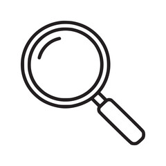 A simple line drawing of a magnifying glass with a handle on a white background illustration style