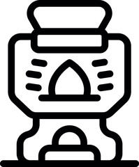 Portable camping stove burning with open lid, ideal for outdoor cooking and adventures