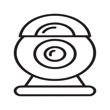 A simple line drawing of a webcam with a circular lens and a semicircular shade on top of it
