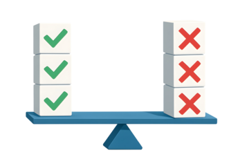 Blue seesaw balanced with white cubes isolated on a transparent background image