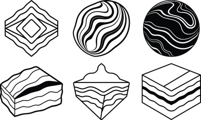 Abstract geometric shapes with organic line patterns