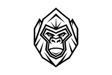 Geometric Gorilla Head Design Outline Mascot Logo on White Background