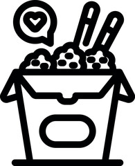 Delicious wok food inside takeaway box with chopsticks, showing love for asian cuisine