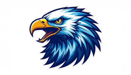 Obraz premium A detailed illustration of a majestic bald eagle with open beak, displaying intense gaze.