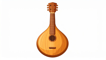 Fototapeta premium A light brown Portuguese guitar, front view, detailed illustration.