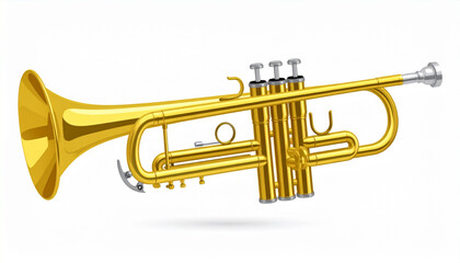 Obraz premium A shiny, golden trumpet isolated on a white background, ready to be played.