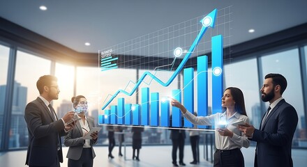 Business growth strategy meeting financial data analysis and presentation