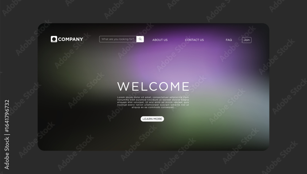 Wall mural modern business website design with vibrant gradient background and welcome message for ultimate use