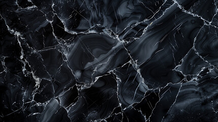 Black marble with white veins, elegant stone texture, polished surface, luxurious material, sophisticated design, smooth finish, dark background
