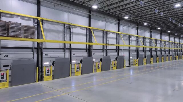 Inside storage warehouse loading dock