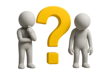 Figures question yellow symbol isolated on a transparent background 3d figures question mark