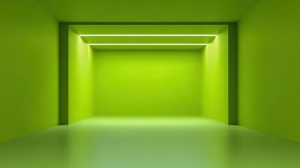 Modern Green Empty Room with Neon Lighting, Architectural Space for Product Display, Showcase or Presentation
