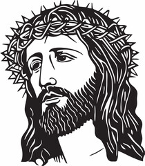 Jesus in a wreath head Vector...