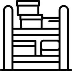 Warehouse shelf storing various cardboard boxes, representing efficient logistics and inventory management