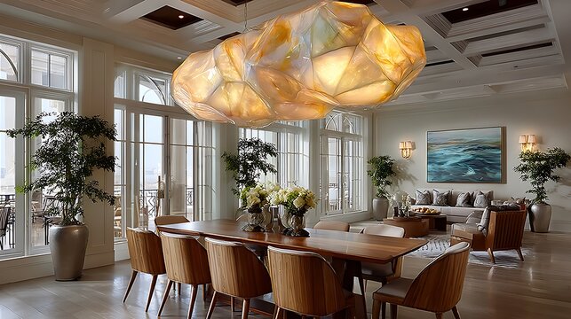 Decorative lighting focal point in stylish modern room high resolution picture