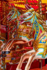 carousel horses at the fair ground 