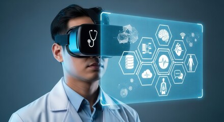 Doctor uses vr headset for medical data visualization