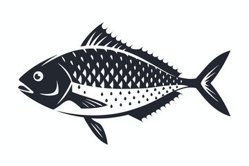 Fish Silhouette With Scale Details on a Clean White Background