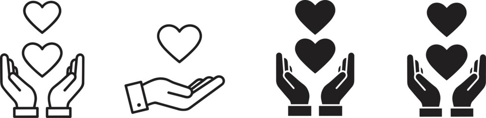 Obraz premium Helping Hands with Hearts, Charity, Love, Giving, Assistance, Generosity, Social Responsibility, Donation Concept, Volunteer, Empowerment, Human Connection, Wellbeing, Hope, Sharing