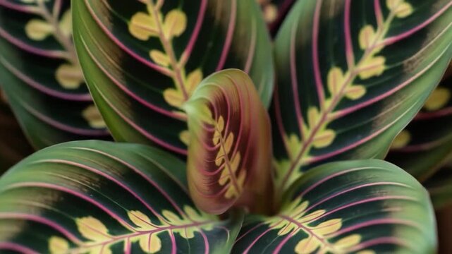 Prayer Plant Unfurling: A Close-Up of Nature's Intricate Beauty