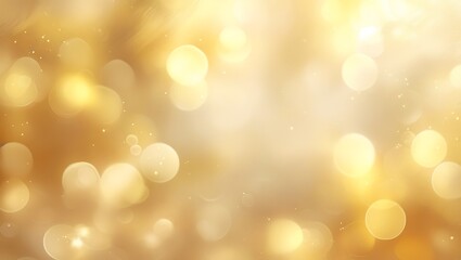 Golden Bokeh Light Background, Soft Glowing Sparkle, Warm Festive Abstract Texture