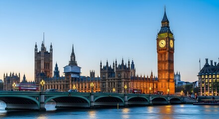 London's Iconic Big Ben and Houses of Parliament at Twilight