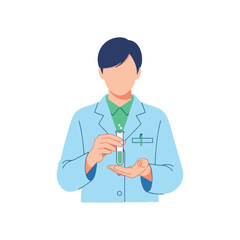 Fototapeta premium A graphic of a scientific practitioner in uniform, a metaphor for caring collaboration in clinical research, innovation in patient therapy, and monitoring wellness for recovery.