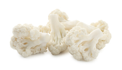 Fresh raw cauliflower florets isolated on white
