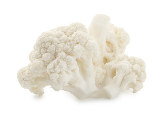 Fresh raw cauliflower florets isolated on white