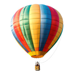 Colorful hot air balloon ascending, clear sky, travel, adventure