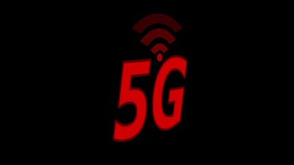 5G Symbol with Wi-Fi Icon Mobile Network Logo Design With Wave Signal Animation - Powered by Adobe