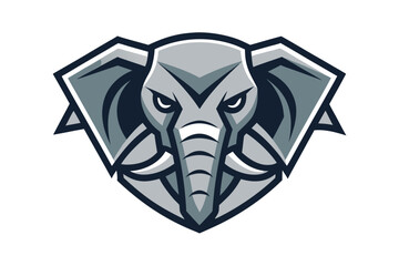 Elephant head mascot logo in modern flat isolated on white