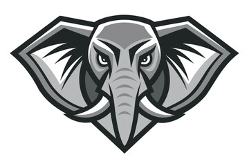 Aggressive Style Elephant Face on White Background