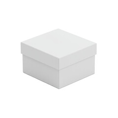 Fototapeta premium A small, perfectly cubic, minimalist white gift box with matte texture and crisp edges, isolated on a transparent background with diffused lighting, conveying untouched purity and refined elegance for