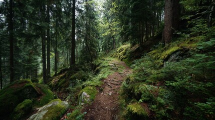 Fototapeta premium wild hiking trail in the black forest of germany no logos no brands ar 169
