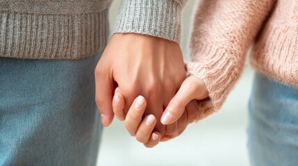 love and relationships concept  closeup of woman and man holding hands no logos no brands ar 169