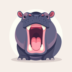 Cartoon hippo with open mouth