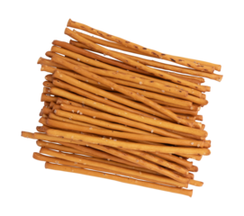 heap of salty cracker pretzel sticks isolated on white background