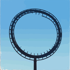 Circular roller coaster against a clear blue sky